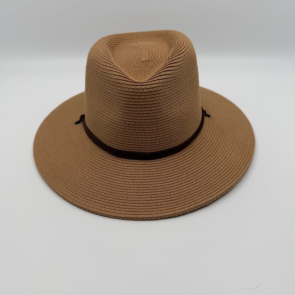 Summer Straw Sun Hat Womens Wide Brim Panama Fedora Beach Wind Lanyard UPF50+ - Picture 12 of 12